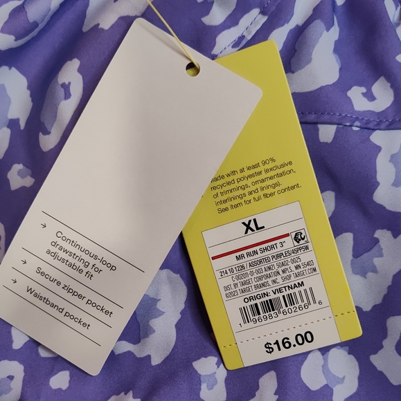 Women's All in Motion Purple Leopard Print Mid Rise Run Shorts - Picture 9 of 9